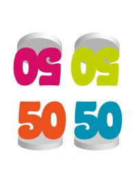 SET 4 TISCHKARTEN 50ANS COL SORT.  4CM