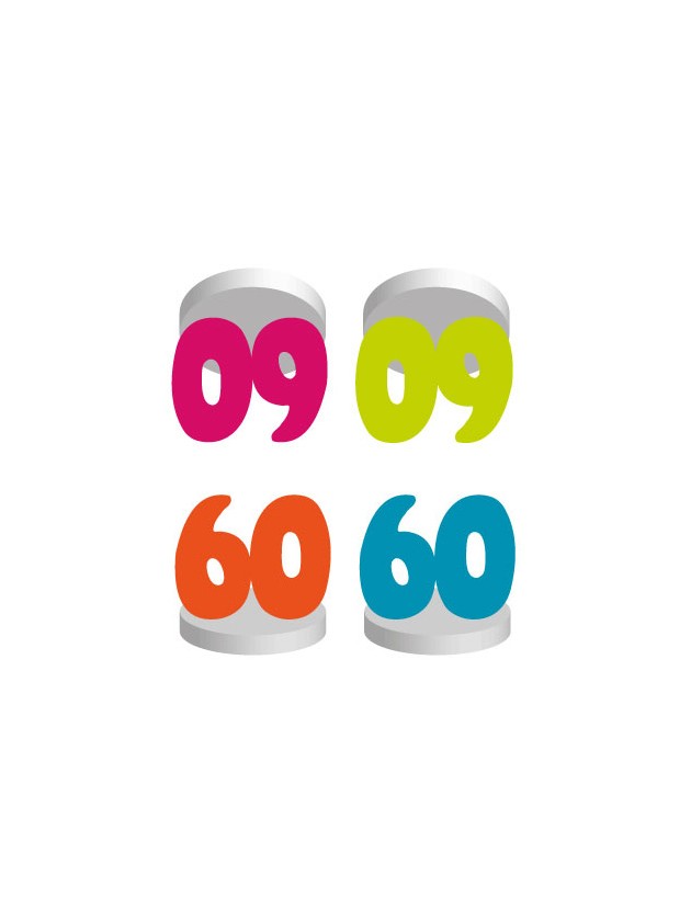 SET 4 TISCHKARTEN 60ANS COL SORT.  4CM