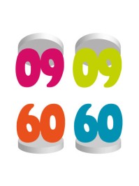 SET 4 TISCHKARTEN 60ANS COL SORT.  4CM