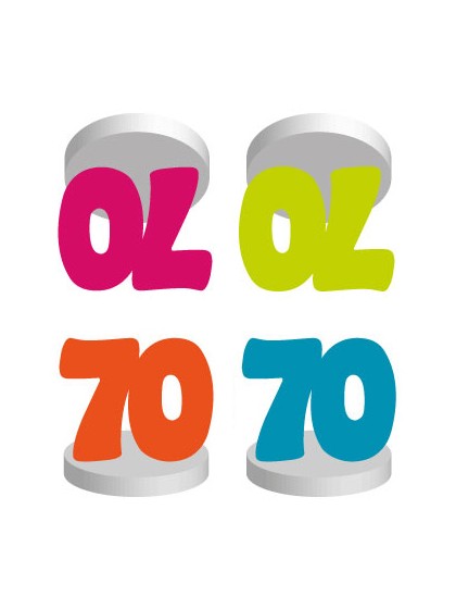 SET 4 TISCHKARTEN 70ANS COL SORT. 4CM