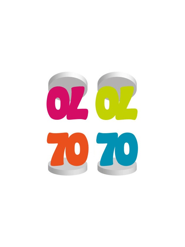SET 4 TISCHKARTEN 70ANS COL SORT. 4CM