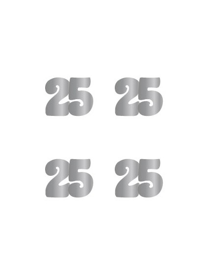 BAG OF 100 CONFETTI SILVER 25 YEARS 3CM