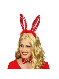 HASE IN LAQUE ROUGE/POIS OHREN UND SCHLEIFE 