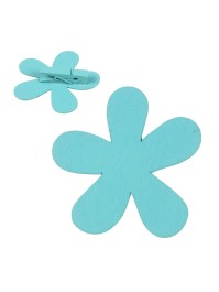 BOX 12 BLUMEN AUF KLAMMER TÜRKIS 6CM