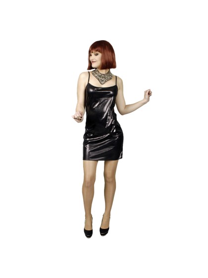 KLEID BASIQUE SCHWARZ GLÄNZEND S