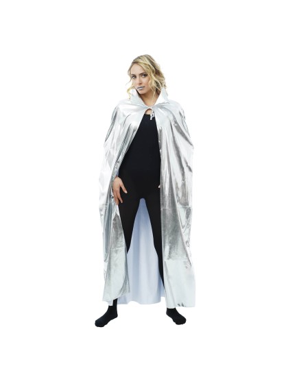 SILVER CAPE WITH COLLAR ONE SIZE - 135CM