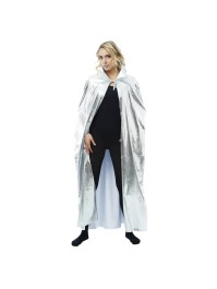 SILVER CAPE WITH COLLAR ONE SIZE - 135CM