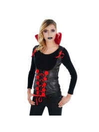 CORSAGE MIT COL MONTANT UND ROSA S-M