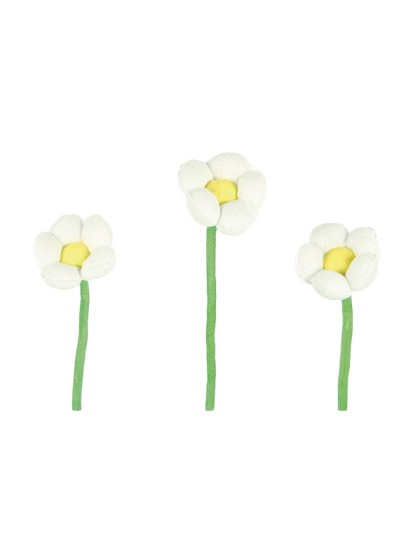 FLEUR SUR TIGE MOUSSE BLANC   6,5X50CM