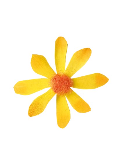 YELLOW WOODEN FLOWER TO HANG 20CM 