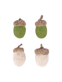 BAG OF 12 GREEN/BEIGE ACORNS 2,5CM