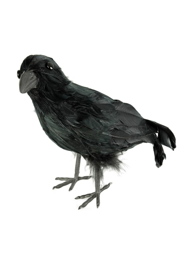 LARGE RAVEN WITH FEATHERS 32 CM