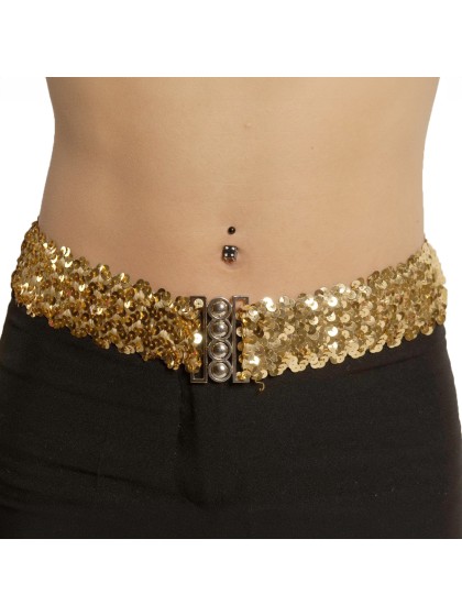 SEQUIN BELT ELASTIC GOLD 
