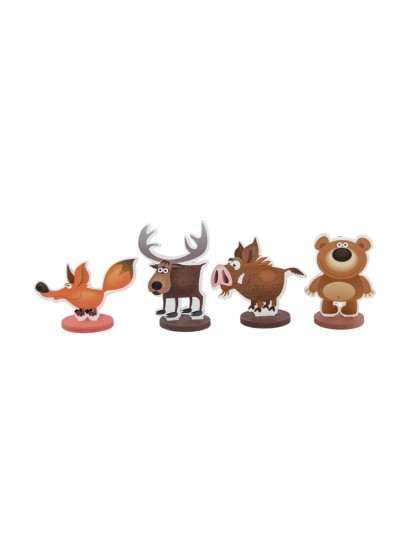 SET 4 TISCHKARTEN ANIMAUX WALD  3,5/5,5CM