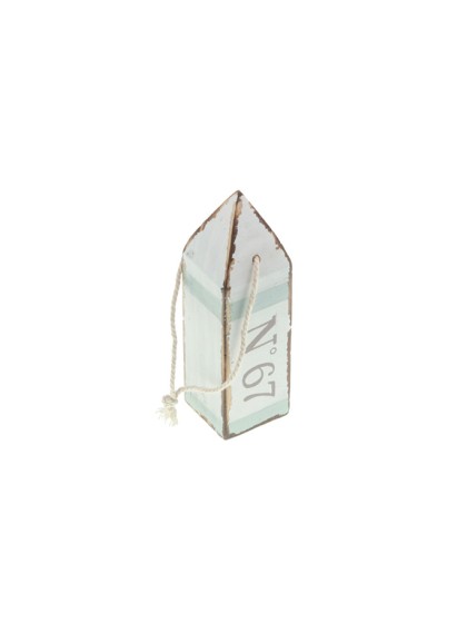 HANGING WHITE SKY BLUE WOODEN FLOAT 12CM