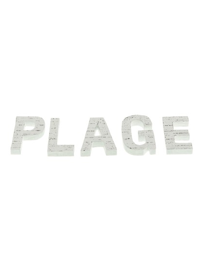 SET 5 BUCHSTABEN PLAGE HOLZ WEISS 8CM