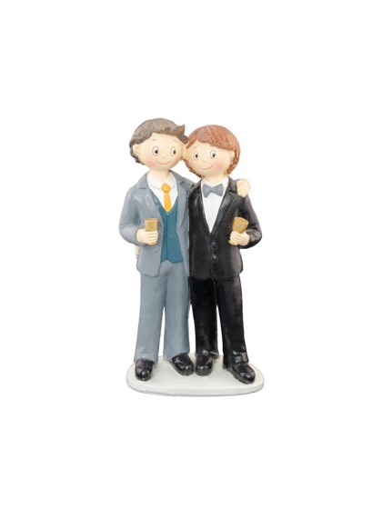 POLYRESIN MARRIED COUPLE GAY BOYS 2 10CM X 6CM X 18CM