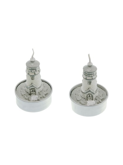 SET 2 KERZEN LEUCHTTURM 6CM