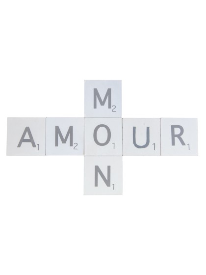 SET OF 7 WOODEN LETTERS MON AMOUR (MY LOVE) 5.5CM