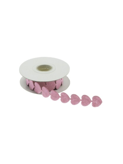 RUBAN FEUTRINE COEURS ROSE 200CMX2CM 