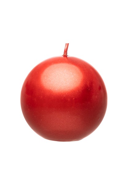 METALLIC RED BALL CANDLE DIA 6CM