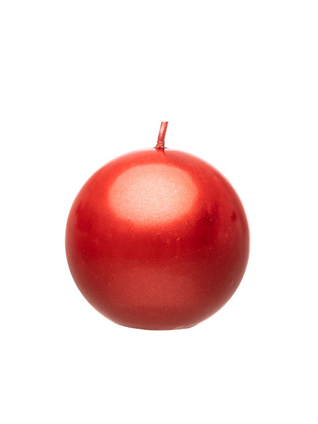 METALLIC RED BALL CANDLE DIA 6CM