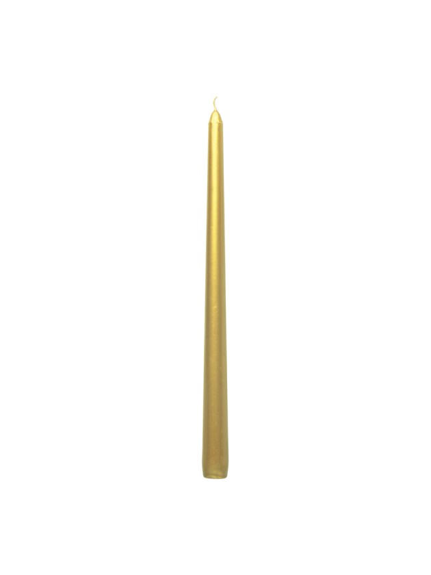 SET OF 2 METALLIC GOLD TAPER CANDLES 30CM