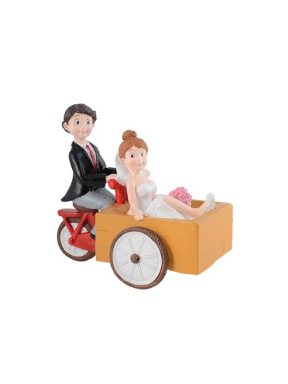 CYCLING WEDDING COUPLE 15CM X 10CM X 16CM