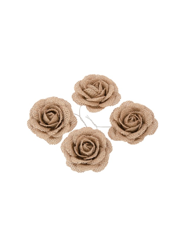 SET 4 ROSES JUTE 5CM