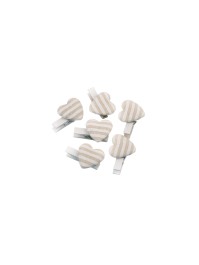 SET 6 KLAMMERN HERZ RAYURES LEINEN 3.8CM X 2.6CM
