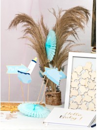 SET OF 4 PASTEL BLUE FANS DIA 20CM