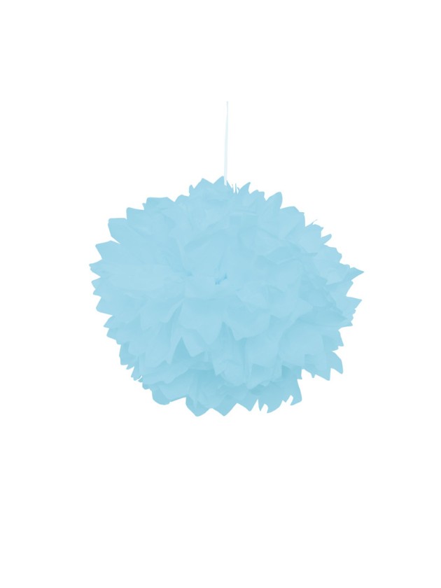 SET 2 POMPONS SEIDENPAPIER BLAU PASTELL DIA 30CM