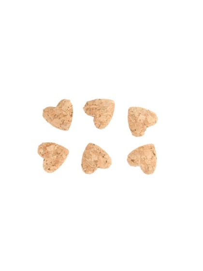 SET 6 HERZEN KORK ADH DISP 2.7CM X 2.7CM