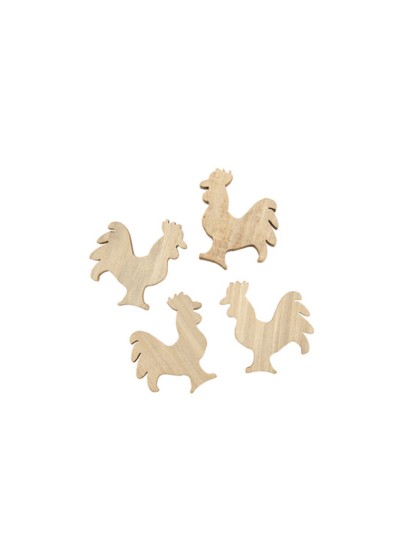 SET 8 HUHNE HOLZ ZUM VERSTRAUEN 4CM X 4CM X 0.7CM