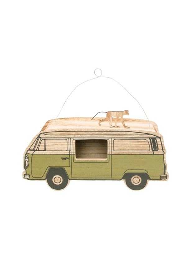 BUS MIT AFFE HOLZ AUFHÄNGEN 35CM X 15.5CM X 12CM
