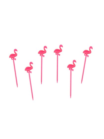 SET 20 PP PINK FLAMINGO STICKS 8CM