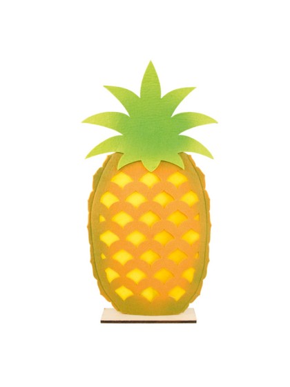 FELT ANANAS ON WOODEN BASE  27CM X 7CM X 54.5CM