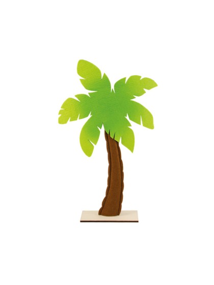 FELT PALM TREE ON WOODEN BASE 30CM X 53.5CM