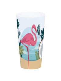 BECHER PP BEDRUCKT FLAMINGO ROSA 700ML DIA 9.2CM X 17CM