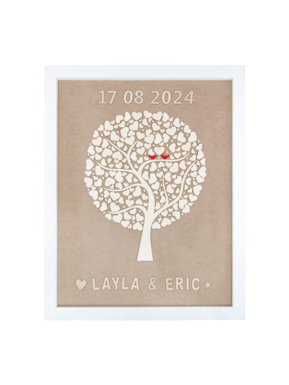 CADRE BOIS ARBRE COEURS 64CM X 82CM