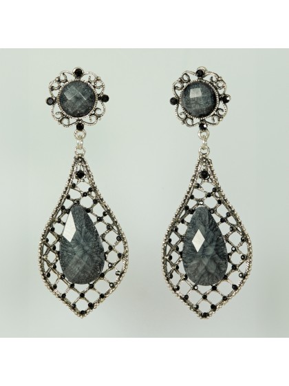 BOUCLES GOTHIQUES NOIR ARGENT 