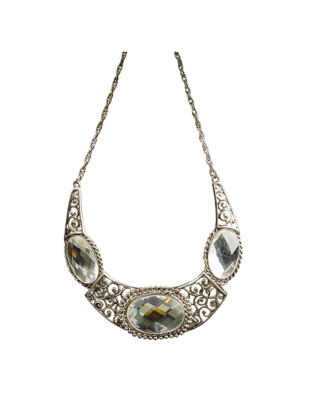 HALSKETTE REINE-OR ANTIQUE,PIERRES WEISS 