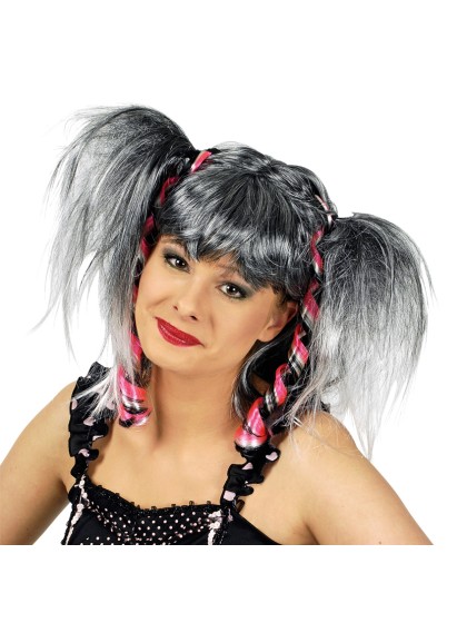 HAIR-EXTENSION CURLS PINK BLACK WHITE 