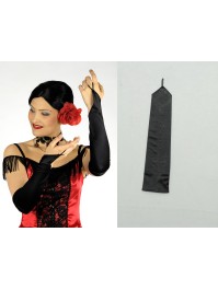 HANDSCHUHE SATIN OHNE FINGER SCHWARZ 42CM