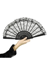 BLACK LACE FAN 44CM X 23.5CM