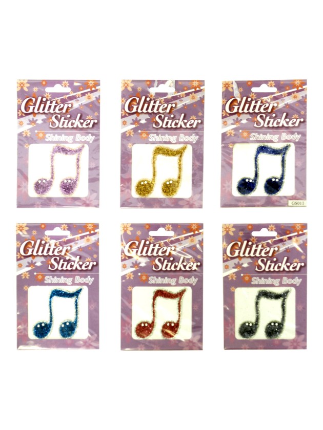 AUFKLEBER NOTE AUS MUSIQUE, GLITTER SORT. 