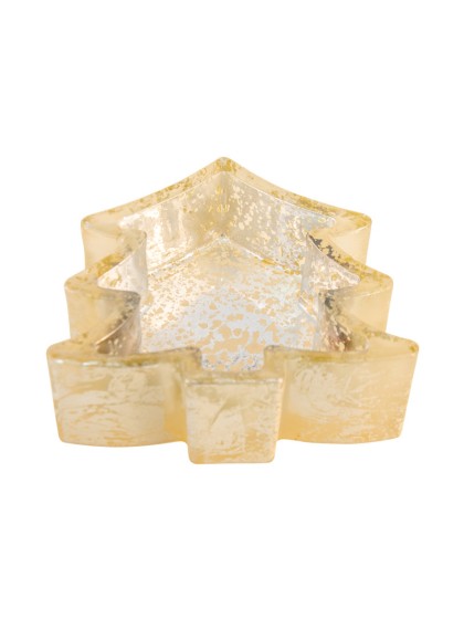 KERZENHALTER GLAS TANNE 8CM X 8CM X 3.5CM