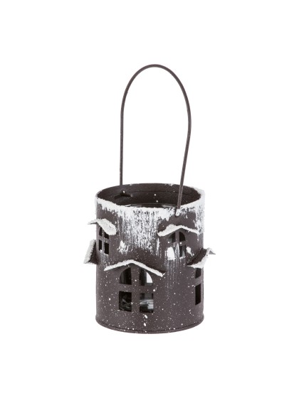 HANGING METAL AND GLASS CANDLE HOLDER  DIA 7CM X 8CM