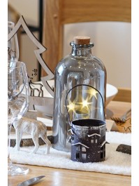 HANGING METAL AND GLASS CANDLE HOLDER  DIA 7CM X 8CM