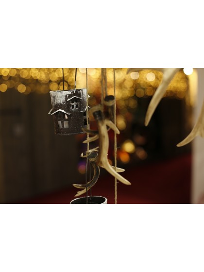 PHOTOPHORE A SUSP METAL AV VERRE  DIA 7CM HT 8CM